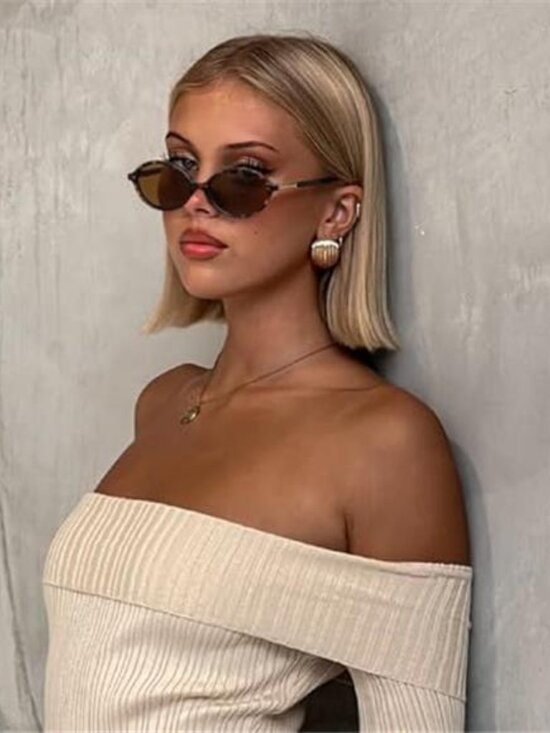 Women\'s Retro Oval Sunglasses Vintage Trendy Sunglasses
